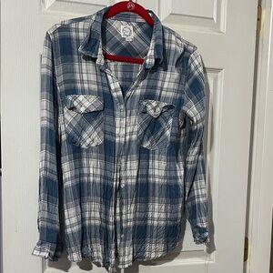 Blue Rain Blue and White Plaid Button-Up Shirt